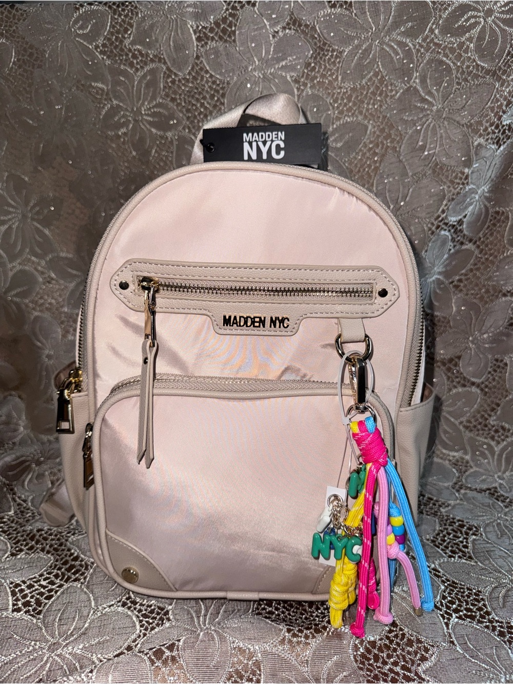 NWT Madden NYC Pink Dome Nylon Backpack